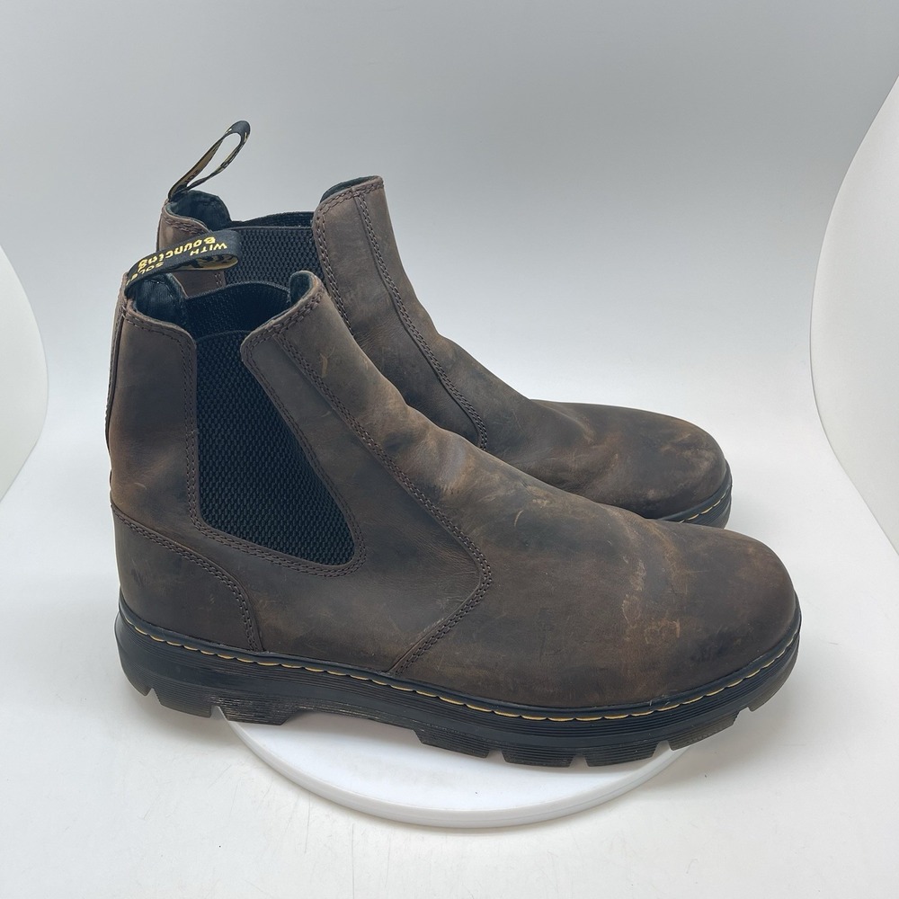 Dr Martens Embury Chelsea Boots Mens Size 14 Brown Leather Slip On Ankle Shoes
